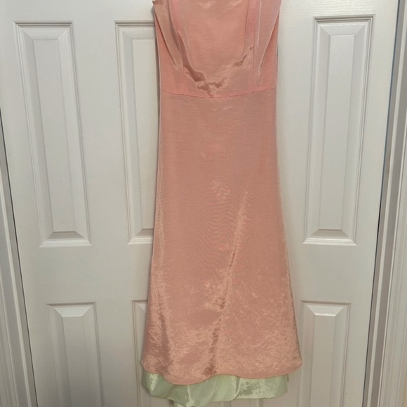 NWT Kathlin Argiro Atelier Pink Strapless Taffeta Gown with Pistachio Sash - Picture 7 of 16